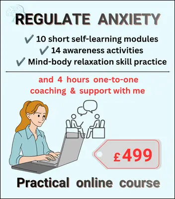 Learn To Regulate Anxiety. Practical course & 4 hours of coaching and support sessions. Learn to stop worst-case scenario and anxiety, eliminate nasty stressors from your life, develop strong coping & self-care, feel safer, calmer and happier! Learn To Regulate Anxiety. Practical course & 4 hours of coaching and support sessions. Learn to stop worst-case scenario and anxiety, eliminate nasty stressors from your life, develop strong coping & self-care, feel safer, calmer and happier!